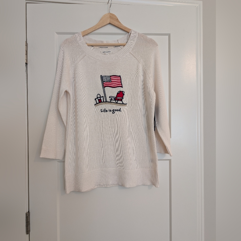Life is Good Women's Cream Sweatersize M Slight Imperfections NWT